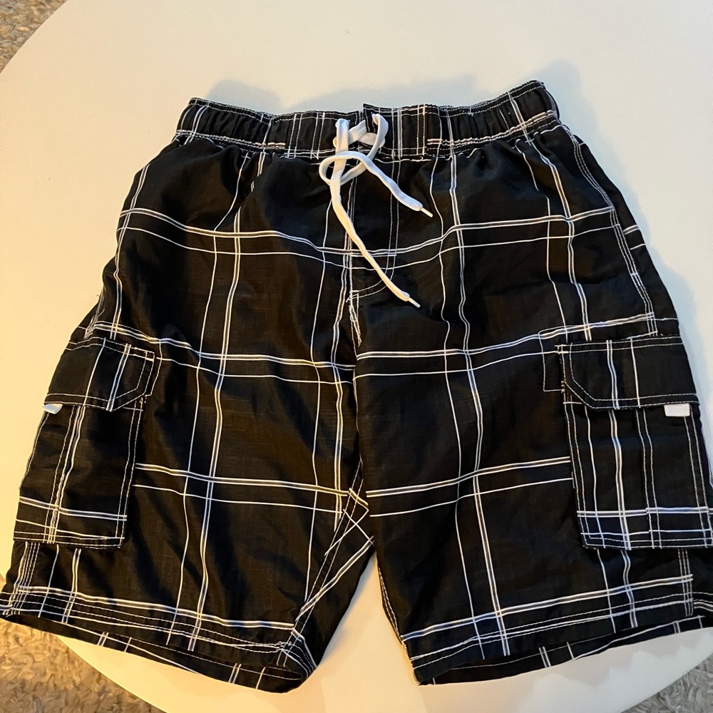Kanu Surf Black and White Plaid Men's Board Shorts